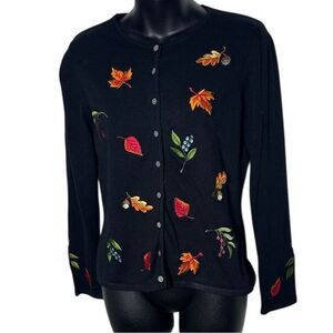 Northern‎ isles women’s medium vintage embroidered leaves cardigan sweater
